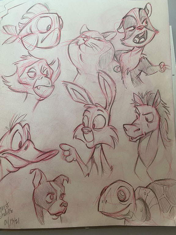 Cartoon Coach exercise, quickly recreating a bunch of animal character designs I found on Pinterest