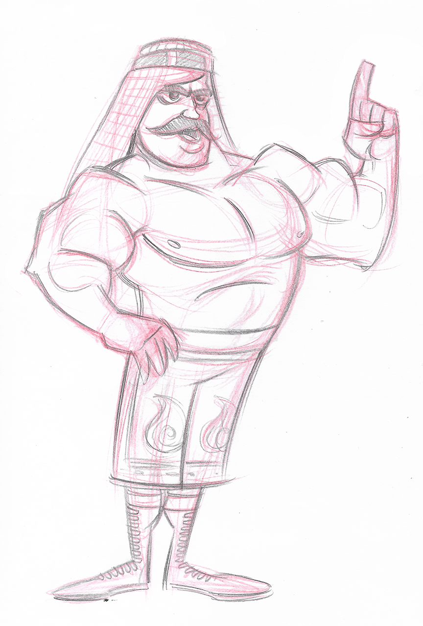 Cartoon Coach Sketch of Iron Shiek