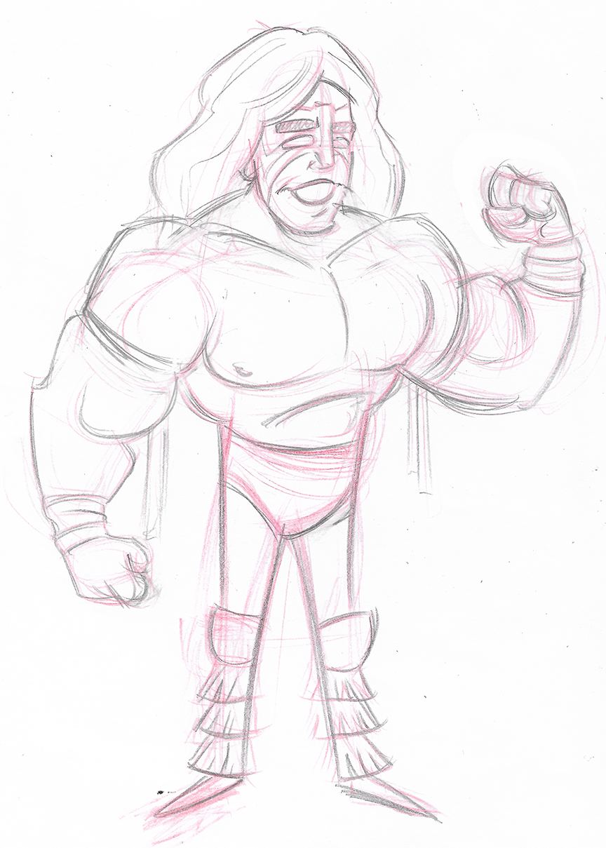 Cartoon Coach Sketch of Ultimate Warrior