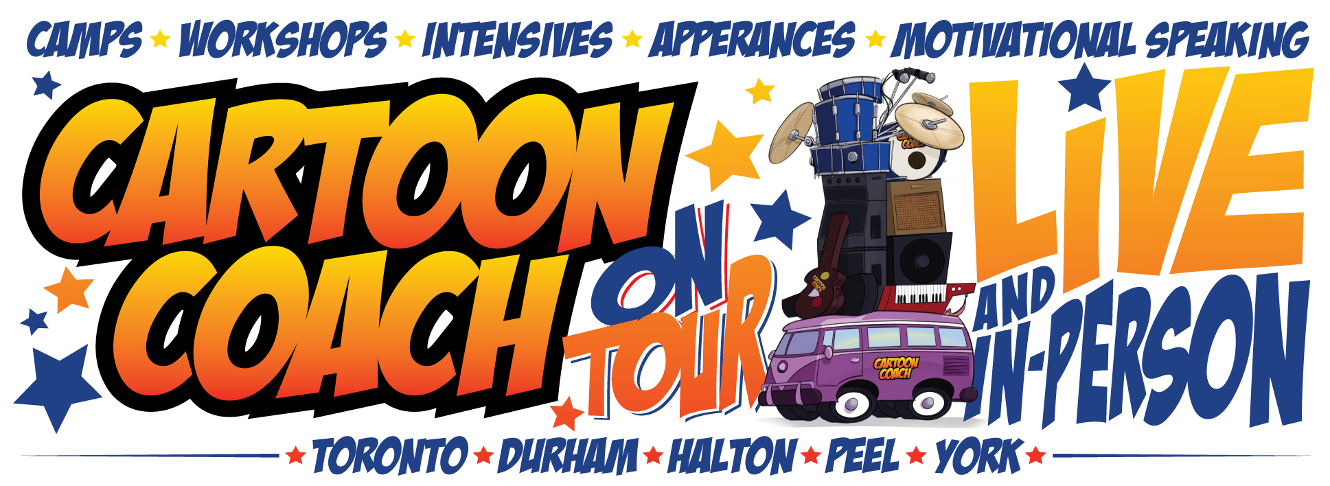 Cartoon Coach On-Tour, Camps, Workshops, Intensives, Motivational Speaking Engagements and Special Appearances.