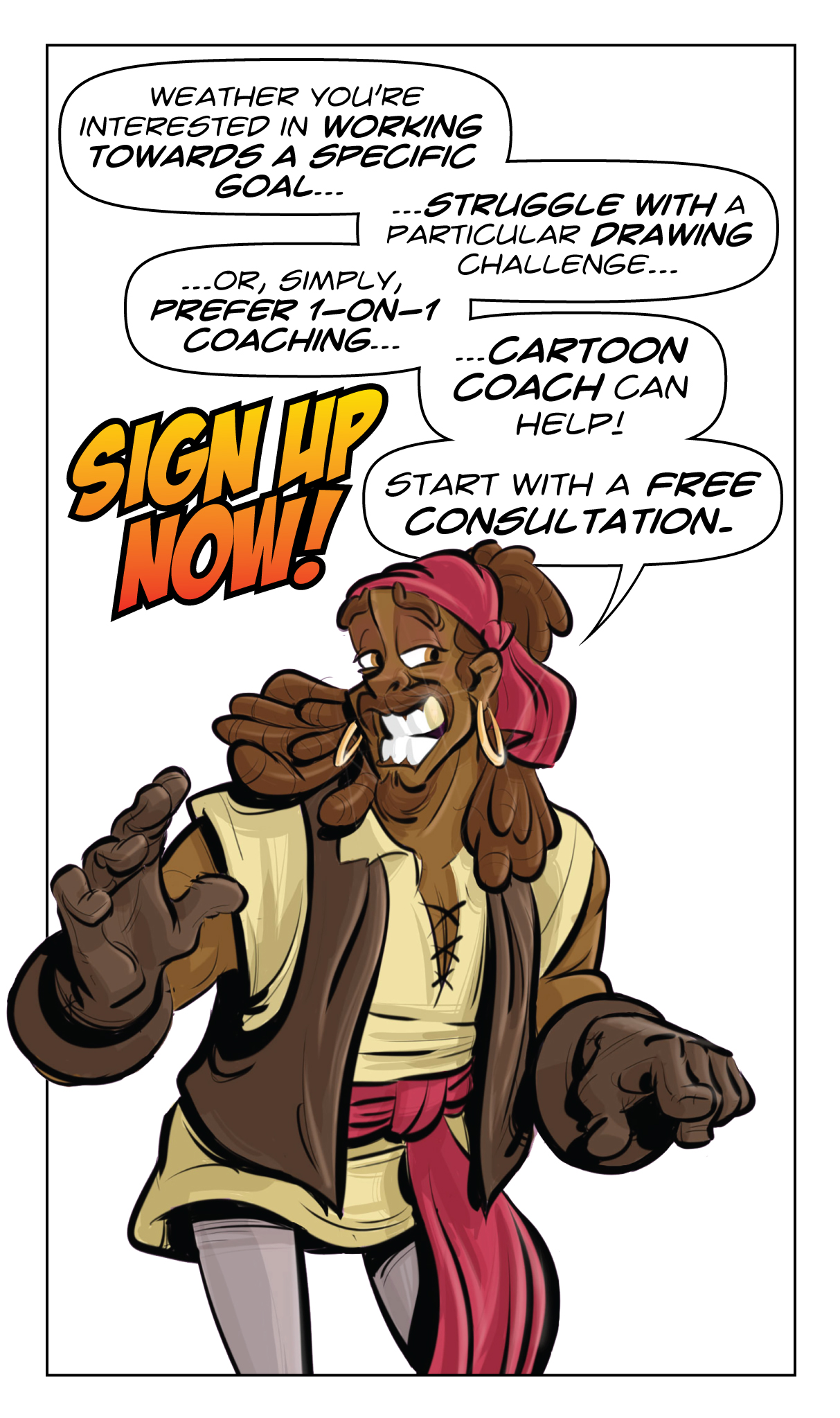 Cartoon Coach Personal Training Signup Now