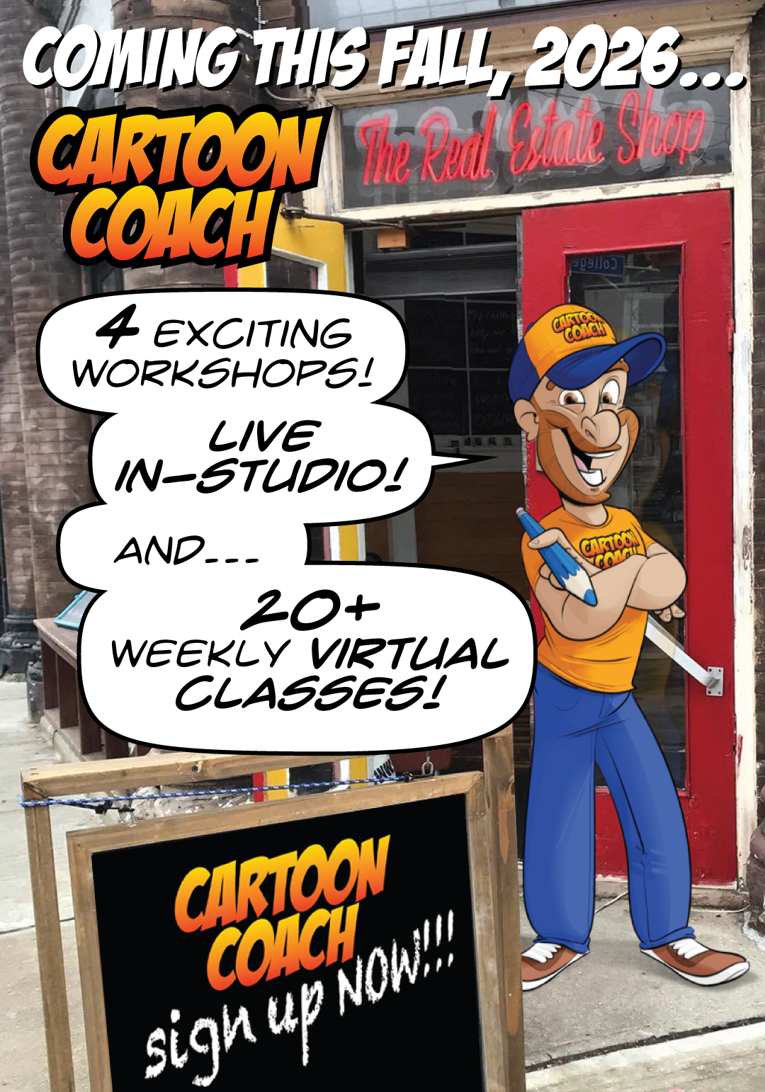Cartoon Coach Classes In-Studio at Real Estate Shop in Toronto
